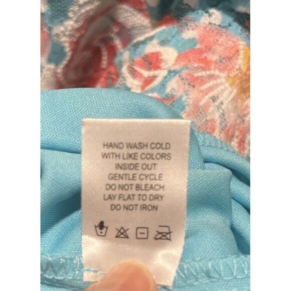 Chloe+Rene Floral Polka Dot Dress Size Small Teal Pink Yellow - Picture 5 of 5